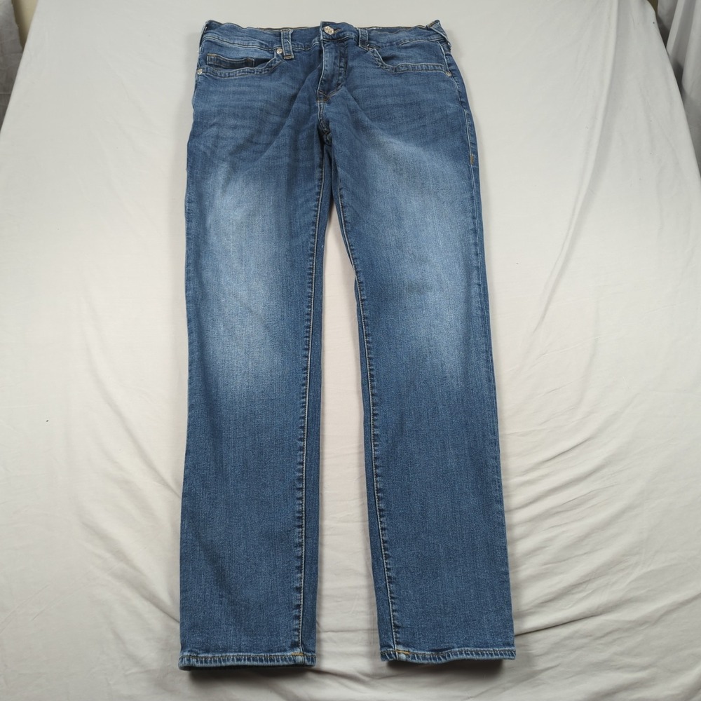 True Religion Jeans Mens 38x33 Blue Rocco Slim Stretch Casual Preppy